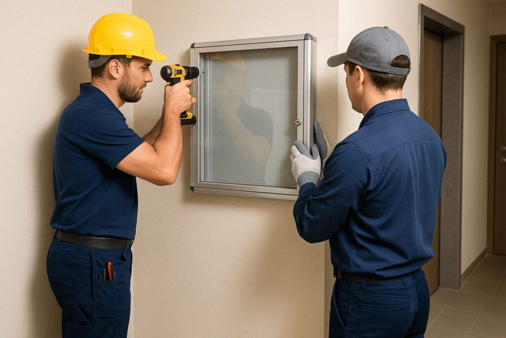 installation vitrine d'affichage 